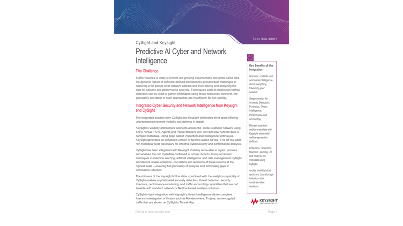 CySight and Keysight - Predictive AI Cyber and Network Intelligence